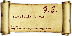 Frivalszky Ervin névjegykártya